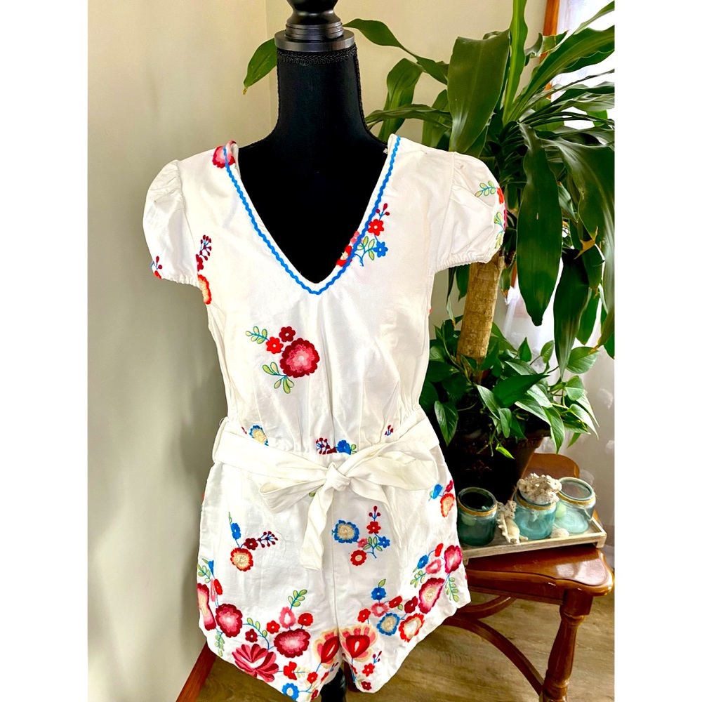Anthropologie Forever That Girl Floral Embroidered Romper